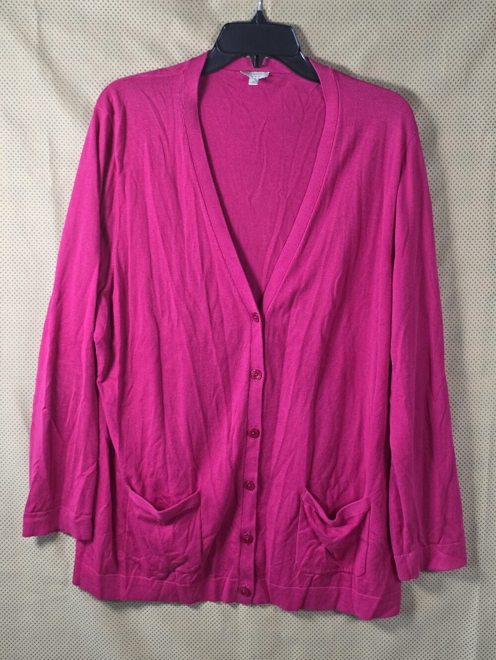 Talbots Woman Pink Cotton Rayon Button Front Cardigan Sweater Plus Size 2X